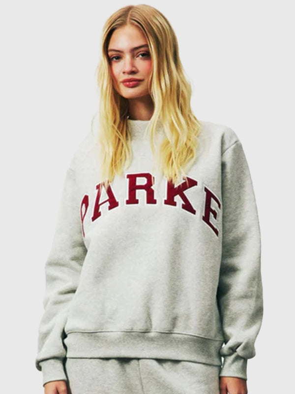Parke Holiday Varsity Mockneck Grey Sweatshirt Sweatshirt unisex front product view | Dash Racegear — Grey mockneck sweatshirt from 2025 Parke Holiday Varsity collection, soft fleece for comfortable everyday wear.
