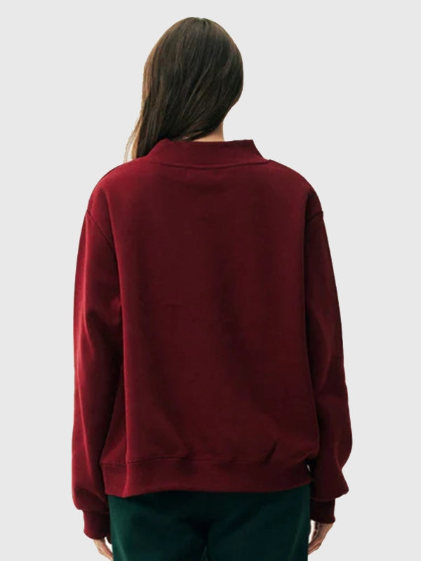 Parke Holiday Varsity Mockneck Maroon Sweatshirt Sweatshirt unisex detail view 2 | Dash Racegear — 2025 Parke Holiday Varsity Maroon Mockneck Fleece Sweatshirt, warm, versatile, and perfect for campus life or relaxed holiday outings.