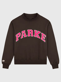 Parke x Dunkin’ Varsity Mockneck Sweatshirt Sweatshirt unisex front product view | Dash Racegear — Parke x Dunkin' 2026 women's fleece sweatshirt blending varsity-inspired design with soft all-day comfort.