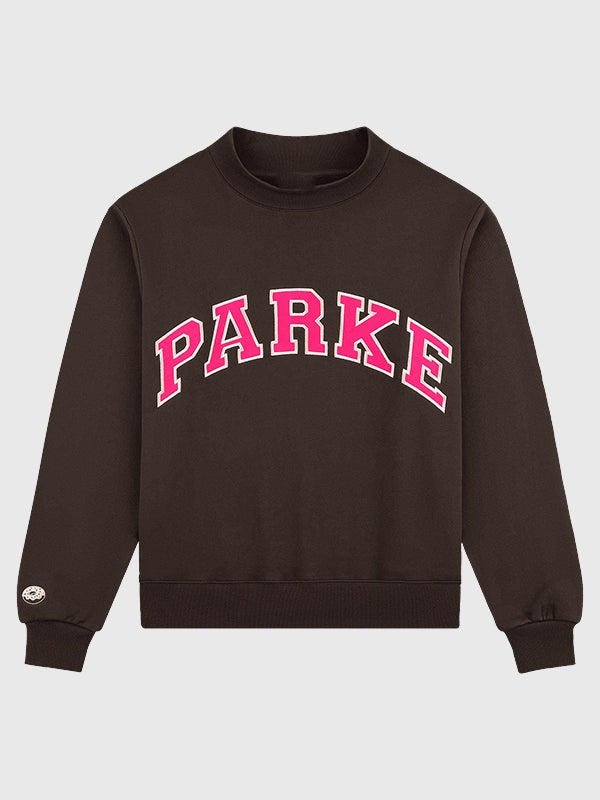 Parke x Dunkin’ Varsity Mockneck Sweatshirt Sweatshirt unisex front product view | Dash Racegear — Parke x Dunkin' 2026 women's fleece sweatshirt blending varsity-inspired design with soft all-day comfort.