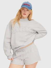 Parke x Target Mockneck Sweatshirt Sweatshirt unisex detail view 3 | Dash Racegear — Parke x Target Women's Mockneck Pullover Sweatshirt in Heather Grey, soft fleece comfort for relaxed everyday women’s wear