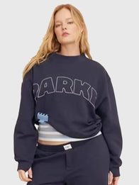 Parke x Target Mockneck Navy Blue Sweatshirt Sweatshirt unisex detail view 2 | Dash Racegear — Navy blue mockneck sweatshirt Parke x Target, soft pullover design for modern relaxed street fashion.