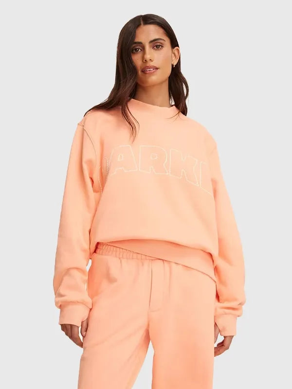 Parke x Target Mockneck Peach Sweatshirt Sweatshirt unisex front product view | Dash Racegear — Parke x Target women’s peach mockneck pullover sweatshirt, soft cozy streetwear for everyday casual comfort.