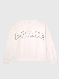 Parke x Target Mockneck White Sweatshirt Sweatshirt unisex front product view | Dash Racegear — Parke x Target Mockneck Sweatshirt Women White Pullover, soft relaxed fit designed for all-day comfort wear