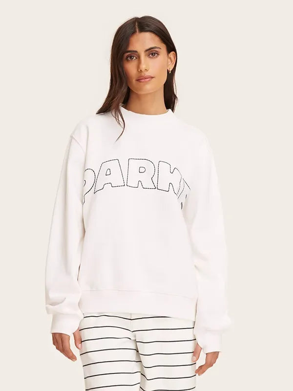 Parke x Target Mockneck White Sweatshirt Sweatshirt unisex detail view 2 | Dash Racegear — White Women’s Mockneck Pullover Sweatshirt Parke x Target, soft fleece essential for home and casual outings
