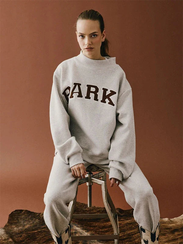 Parke Texas Varsity Mockneck Sweatshirt Sweatshirt unisex front product view | Dash Racegear — Parke Texas Mockneck Fleece Varsity Sweatshirt