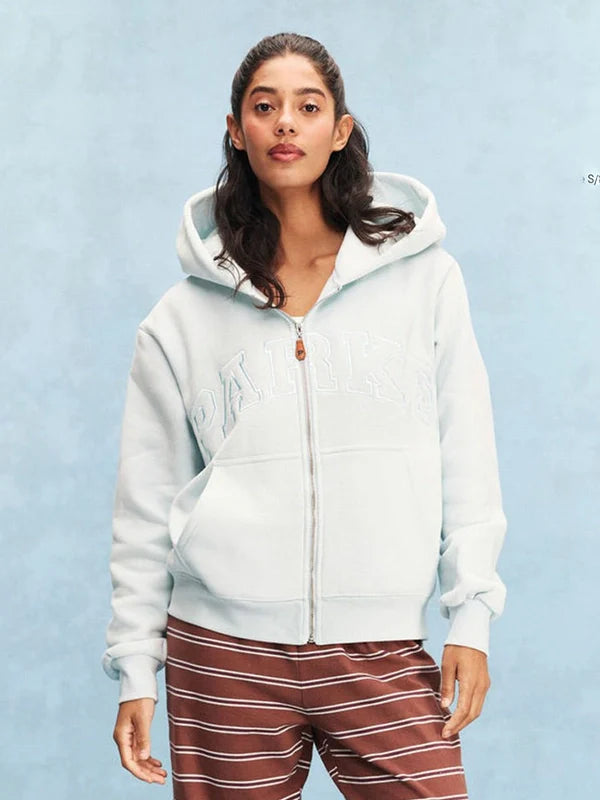 Parke Monochrome Varsity Zip Up Hoodie Hoodie unisex detail view 4 | Dash Racegear — Light Blue Parke Monochrome Varsity Zip-Up Hoodie 2026, soft, comfy, and casual for everyday wear.