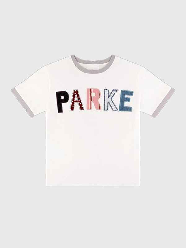 Parke Patchwork T-Shirt Shirt unisex detail view 3 | Dash Racegear — Soft white Parke Valentines 2026 Drop Patchwork Crewneck T-Shirt, ideal for Valentine’s Day casual style.