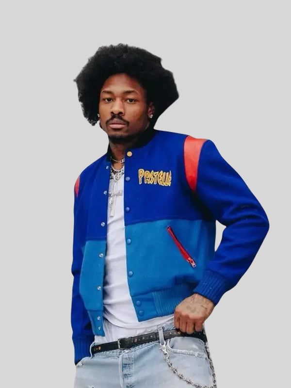 Stefon Diggs Pastelle Varsity Jacket Varsity Jacket unisex detail view 4 | Dash Racegear — Stefon Diggs Pastelle wool bomber jacket, varsity style outerwear for bold sporty street fashion.