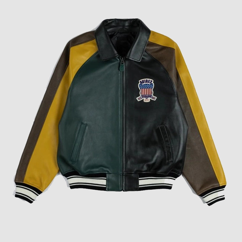 Patta x Avirex Icon Jacket Jacket unisex front product view | Dash Racegear — Patta x Avirex Limited Edition Jacket – Bold Design with Signature Branding