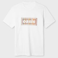 Paul Smith x Oasis White Stripe Logo T-Shirt Shirt unisex front product view | Dash Racegear — Designer White Stripe Logo Shirt Paul Smith Oasis Drop
