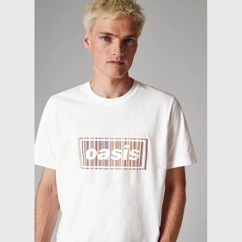 Paul Smith x Oasis White Stripe Logo T-Shirt Shirt unisex detail view 3 | Dash Racegear — Oasis x Paul Smith White Stripe Logo Designer Shirt