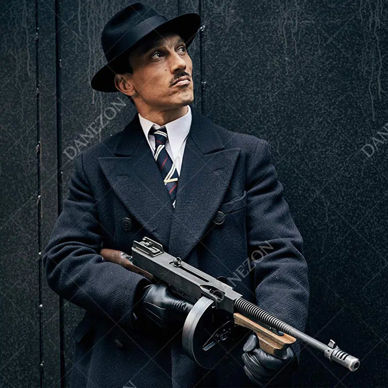 Peaky Blinders Matteo Trench Coat Coat unisex front product view | Dash Racegear — Peaky Blinders Matteo Blue Trench Coat