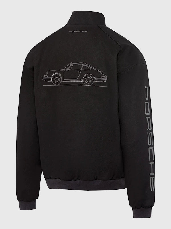 Porsche Legacy x PUMA Pepita Lifestyle Jacket Jacket unisex detail view 5 | Dash Racegear — 2026 Unisex Black White Taupe PUMA x Porsche Legacy Pepita Lifestyle Jacket expressing performance focused streetwear energy