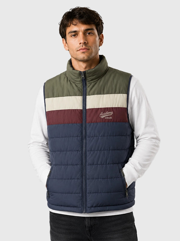 Spider-Man Brand New Day Peter Parker Puffer Vest Vest unisex front product view | Dash Racegear — Brand New Day Peter Parker Spider-Man Movie Multicolor Puffer Vest featuring premium comfort and superhero-inspired everyday style.
