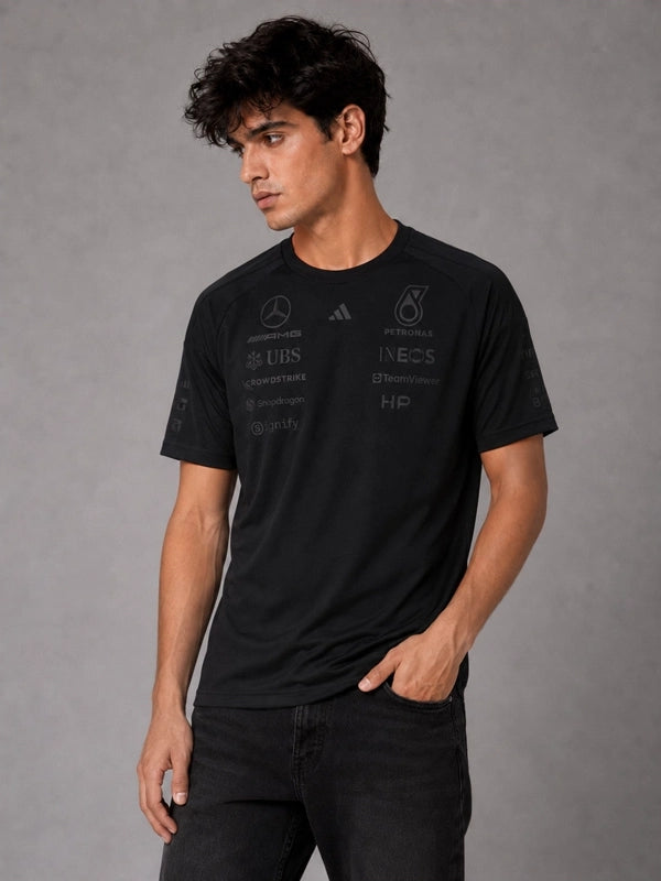 Mercedes-AMG Petronas F1 Team Night Driver T-Shirt Shirt unisex detail view 5 | Dash Racegear — Mercedes-AMG Petronas Night Driver tee in black from Adidas with high-energy motorsport visuals and crew collar