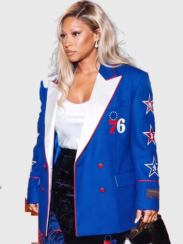 Savannah James Philadelphia 76ers Blazer Blazer unisex detail view 4 | Dash Racegear — Philadelphia 76ers Savannah James blue blazer blending refined tailoring with premium everyday sophistication.