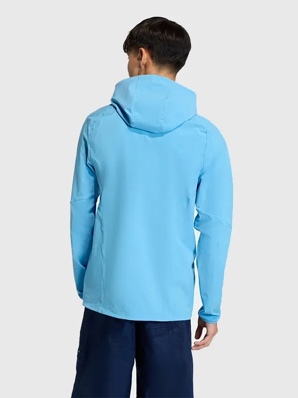 Philadelphia Union Tiro Tech Full Zip Windbreaker Jacket Jacket unisex detail view 3 | Dash Racegear — Blue Philadelphia Union 2026 Tiro Tech hooded jacket, lightweight windbreaker style for soccer fans on the go.