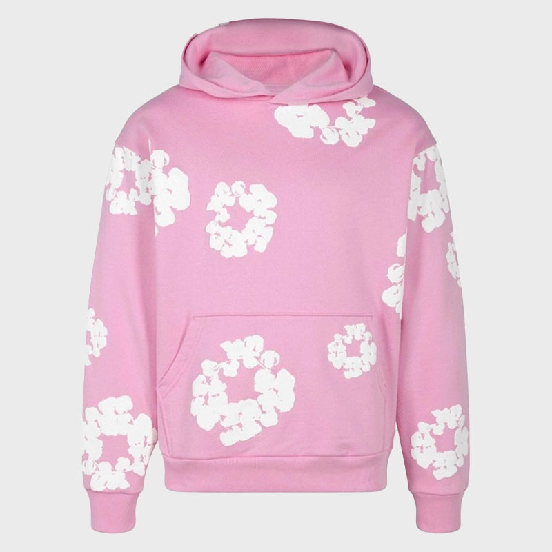 Denim Tears Pink Hoodie Hoodie unisex front product view | Dash Racegear — Pullover Denim Tears Pink Hoodie For Men And Women