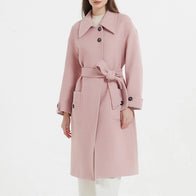 Womens Pink Wool coat Coat women detail view 2 | Dash Racegear — Classic Pink Long Wool Coat