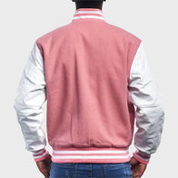 Pink and White Varsity Jacket Varsity Jacket unisex detail view 2 | Dash Racegear — Pink and White Varsity Jacket