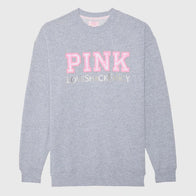 PINK x LoveShackFancy Crew Sweatshirt Sweatshirt unisex detail view 7 | Dash Racegear — PINK x LoveShackFancy Grey Crew Sweatshirt – Cozy & Chic Style