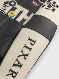 Disney x Kith for Pixar Dejan Leather Jacket Leather Jacket unisex detail view 5 | Dash Racegear — Disney x Kith for Pixar Dejan leather jacket, black/cream, casual and collectible fan fashion.