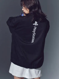Playstation x WDS Track Jacket Jacket unisex detail view 6 | Dash Racegear — PlayStation x Wind and Sea black jacket offers lightweight warmth and style, perfect for gaming or everyday wear.