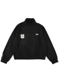 Playstation x WDS Track Jacket Jacket unisex front product view | Dash Racegear — PlayStation x Wind and Sea black track jacket blends sporty style with street-ready comfort for gamers and fans.