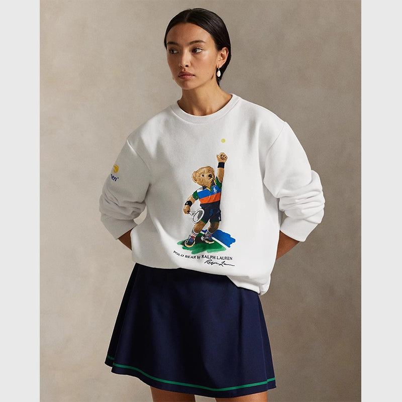 Ralph Lauren US Open Polo Bear Sweatshirt Sweatshirt unisex detail view 2 | Dash Racegear — Polo Ralph Lauren 2025 US Open Polo Bear 20th Anniversary fleece sweatshirt for casual wear.