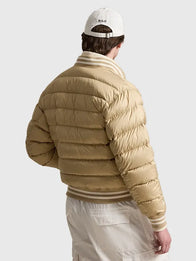 Polo Ralph Lauren The Colden Quilted Letter Jacket Jacket unisex detail view 3 | Dash Racegear — Polo Ralph Lauren tan brown quilted Colden jacket 2026, insulated puffer for everyday winter comfort wear.