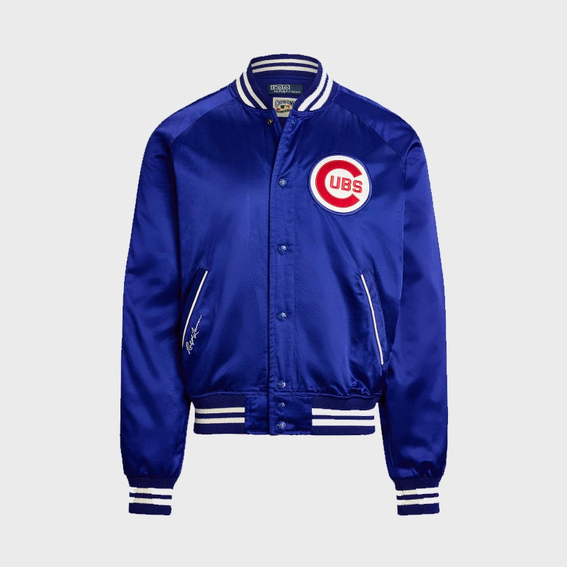 Polo Ralph Lauren Cubs Satin Jacket Jacket unisex front product view | Dash Racegear — Cubs Fans’ Favorite: Polo Ralph Lauren Satin Jacket