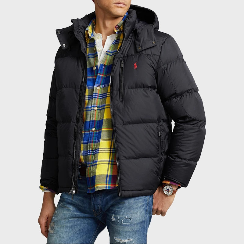 Polo Ralph Lauren Puffer Down Jacket Jacket unisex front product view | Dash Racegear — Polo Ralph Lauren Black Puffer Down Jacket