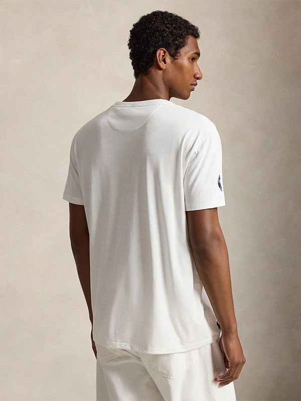 Polo Ralph Lauren x Wimbledon 2026 Graphic T-Shirt Shirt unisex detail view 3 | Dash Racegear — Unisex Wimbledon Championships 2026 graphic tee in white showcasing Polo Ralph Lauren signature design.