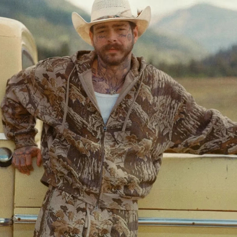 Post Malone Skims Realtree Camo Hoodie Hoodie unisex front product view | Dash Racegear — Skims Realtree Camo Hoodie – Post Malone Collab Casual Outfit