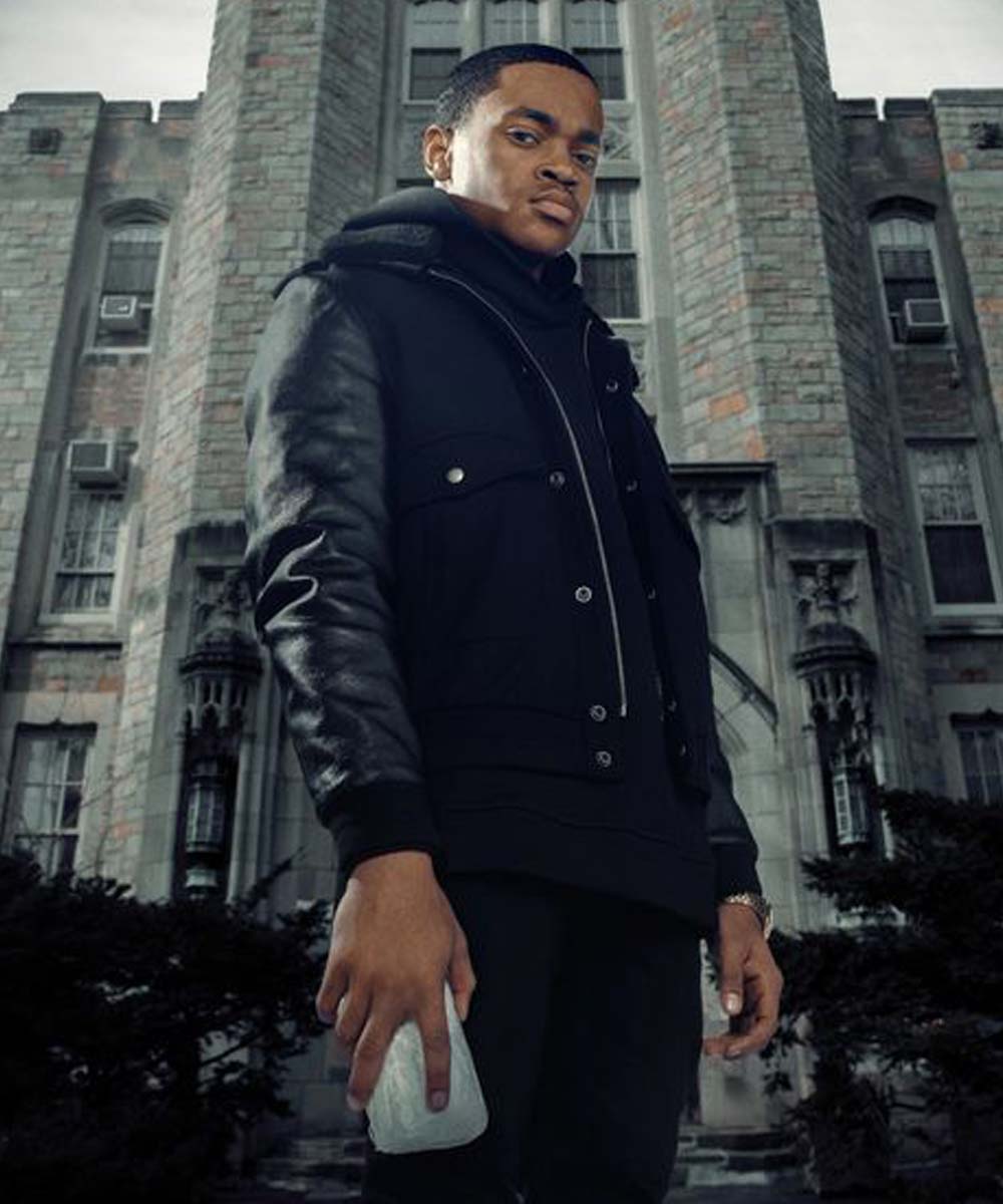 Power Book II Ghost Tariq St Patrick Bomber Jacket Bomber Jacket unisex detail view 5 | Dash Racegear — Power Book II Ghost Michael Rainey Jr. Black Bomber Jacket
