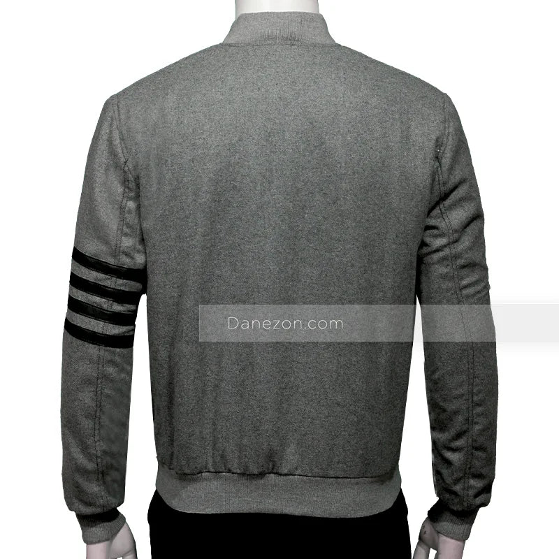 Power Book II Ghost S02 Tariq St Patrick Grey Wool Jacket Jacket unisex detail view 4 | Dash Racegear — Power Tariq Grey Wool Bomber Jacket