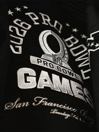 Abercrombie 2026 Pro Bowl Game Jacket Jacket unisex detail view 2 | Dash Racegear — Black Abercrombie Pro Bowl Games 2026 Varsity Jacket, classic wool and leather design for men and women.
