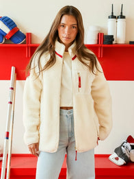 Province of Canada x Heated Rivalry Fleece Jacket Jacket unisex detail view 9 | Dash Racegear — Warm unisex sherpa fleece jacket in cream offering premium comfort and sleek fashion look