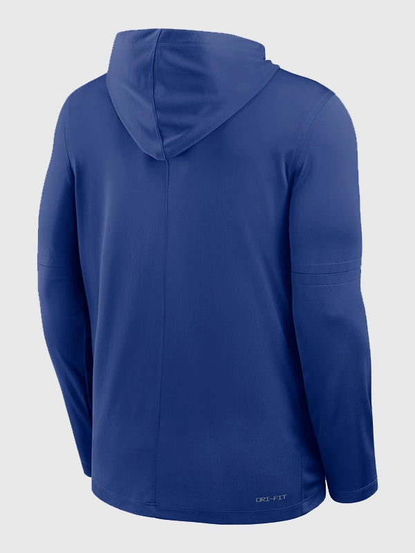 Puerto Rico 2026 World Baseball Classic Long Sleeve Hoodie T-Shirt Hoodie unisex detail view 2 | Dash Racegear — Nike Puerto Rico WBC 2026 Dri‑FIT long‑sleeve hoodie shirt in royal, sweat‑wicking fabric with bold national graphics for fans.