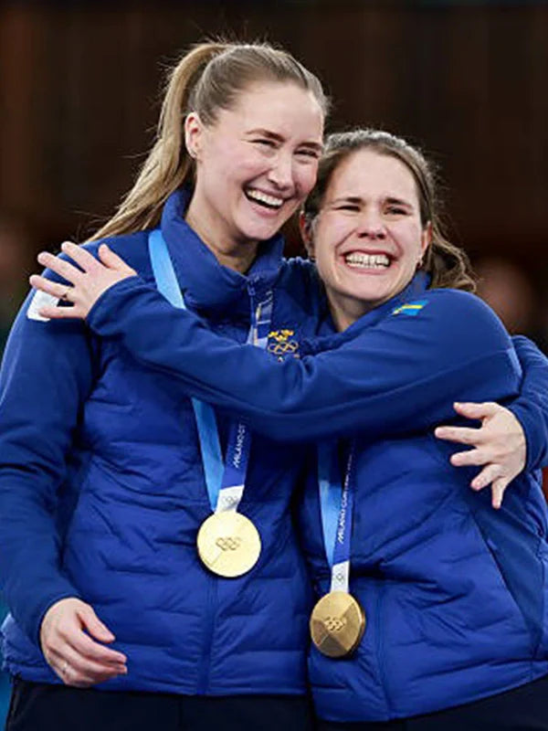 Winter Olympics 2026 Team Sweden Curling Jacket Jacket unisex detail view 5 | Dash Racegear — Blue Team Sweden curling event jacket by UNIQLO with plush insulation, perfect for supporters at icy curling venues.