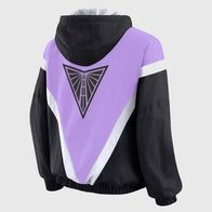 Golden State Valkyries Windbreaker Jacket Jacket unisex detail view 3 | Dash Racegear — Black and purple Valkyries colorblock windbreaker women’s jacket Erin Andrews