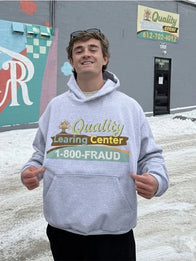 Quality Learing Center Hoodie Hoodie unisex detail view 2 | Dash Racegear — Quality Learning Center Grey Pullover Fleece Hoodie keeps wearers cozy while maintaining a clean, academic vibe.