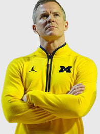 Dusty May Wolverines Quarter-Zip Pullover Jacket Jacket unisex detail view 9 | Dash Racegear — Coach Dusty May Michigan Wolverines yellow pullover, Victory quarter-zip jacket for game days and outings.