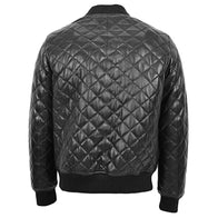 Gregory Black Quilted Bomber Leather Jacket Leather Jacket unisex detail view 2 | Dash Racegear — Black Quilted Bomber Leather Jacket