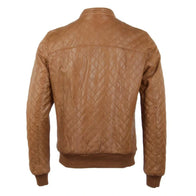 Alexander Brown Quilted Leather Jacket Leather Jacket unisex detail view 2 | Dash Racegear — Quilted Brown Leather Jacket