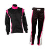RACECHICK FIERCE TWO - PIECE WOMEN'S AUTO RACING SUIT SFI 3.2A/1 (BLACK/PINK) - 4X - Large / Euro 66
