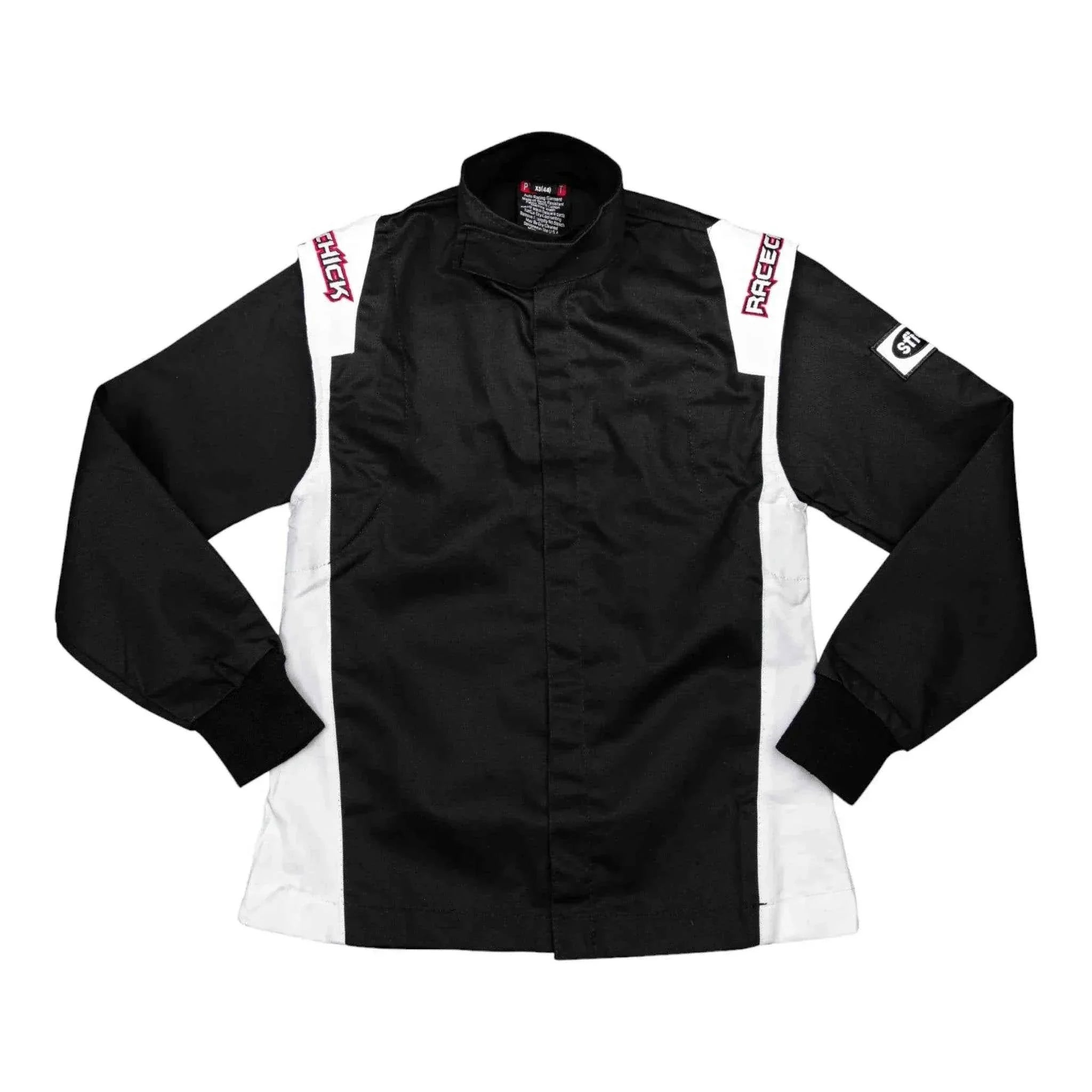 RACECHICK FIERCE TWO - PIECE WOMEN'S AUTO RACING SUIT SFI 3.2A/5 (BLACK/WHITE)