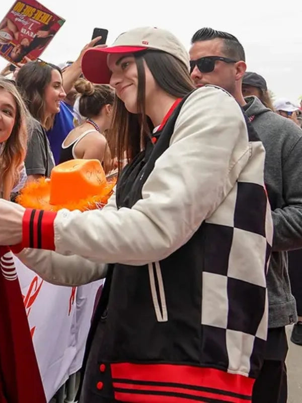 Indianapolis 500 Caitlin Clark Racing Jacket Jacket unisex detail view 3 | Dash Racegear — Caitlin Clark Indianapolis 500 Bomber Racing Jacket featuring bold motorsport-inspired design and smooth everyday comfort.