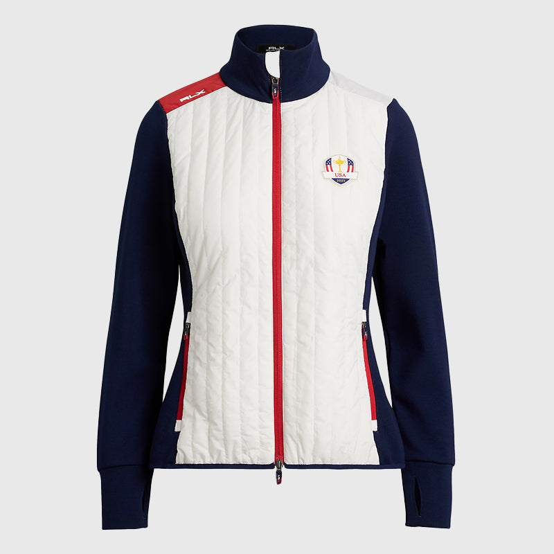 Ralph Lauren U.S. Ryder Cup Hybrid Quilted Jacket Jacket unisex front product view | Dash Racegear — Front image of